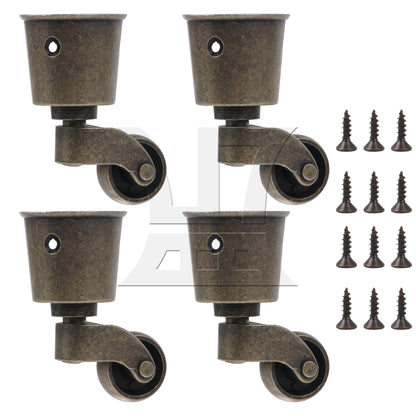 BQLZR  Antique Zinc Alloy Casters for 3.7cm Dia Table Sofa Furniture Legs