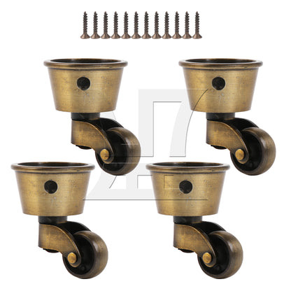 BQLZR Vintage Round Cup Caster 1.77" Dia for Table Chair Sofa with Screw