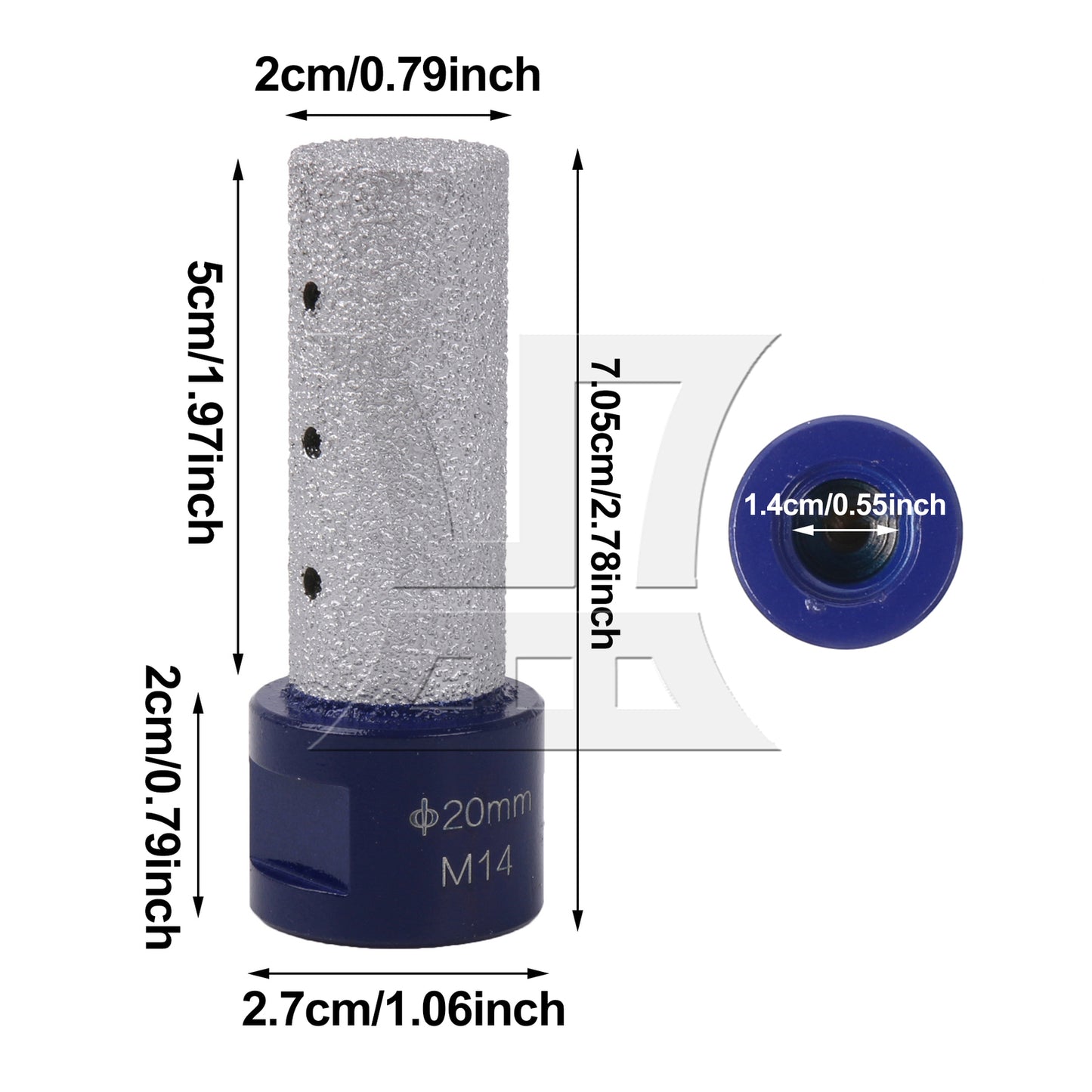 BQLZR Diamond Finger Milling Bit Tool 3/4" M14 for Holes Enlarging Shaping Trimming