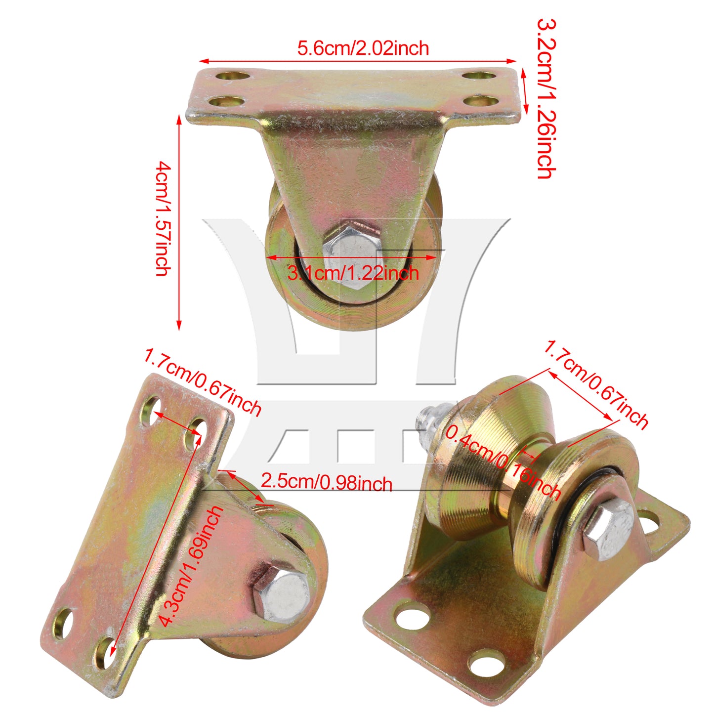 BQLZR 4 Pieces Groove Wheel Pulley for V Shape Belt Rolling Gate 1.26" 440 Lbs Load