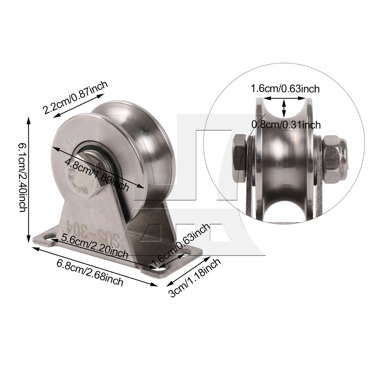 BQLZR U-Shaped Bracket Wheel Roller w/ Bracket for Patio Sliding Door 1.89" 100 Lbs