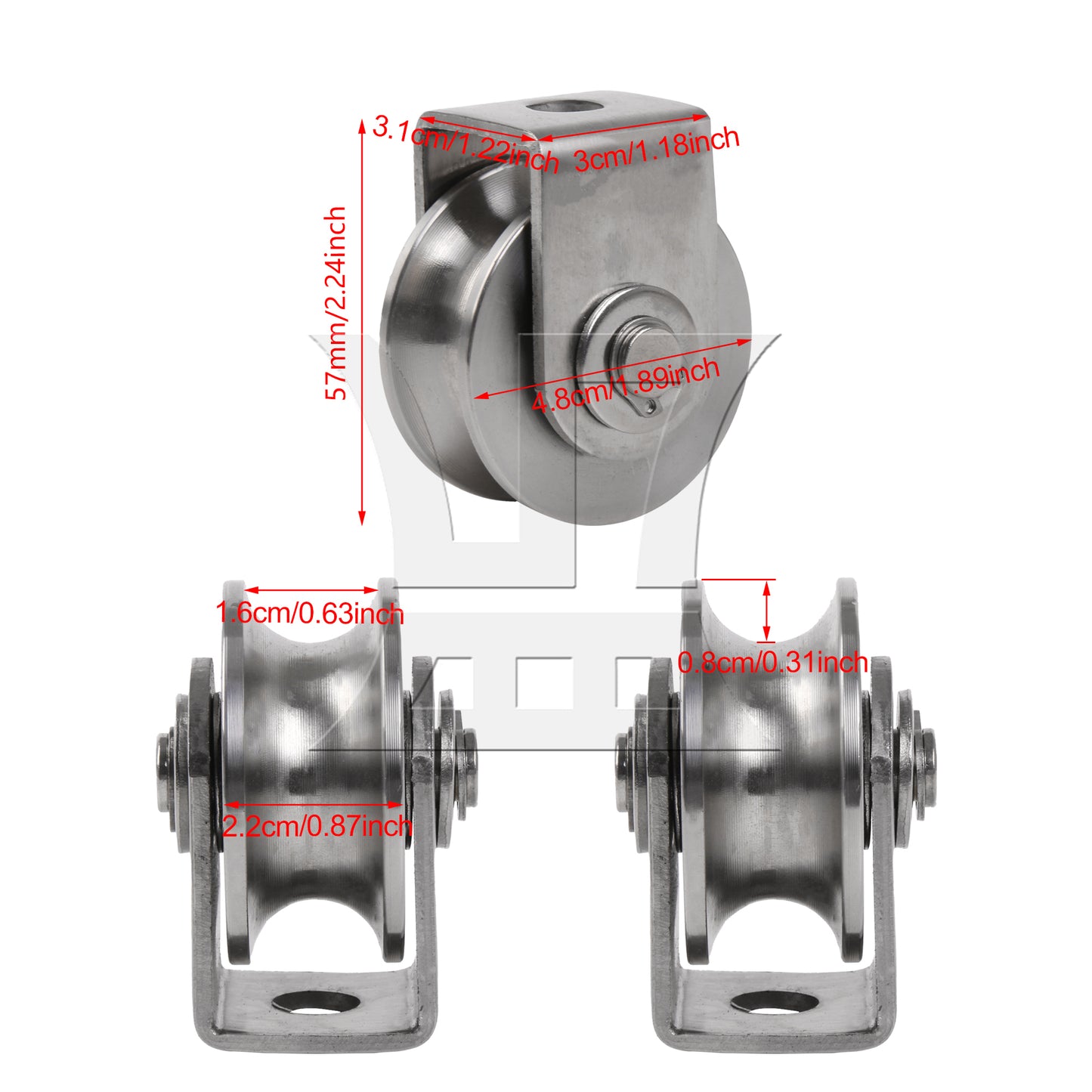 BQLZR 2 Pieces Stainless Steel Sliding Gate Roller for Inverted Tracks 1.89" 100 Lbs