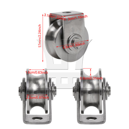 BQLZR 2 Pieces Stainless Steel Sliding Gate Roller for Inverted Tracks 1.89" 100 Lbs