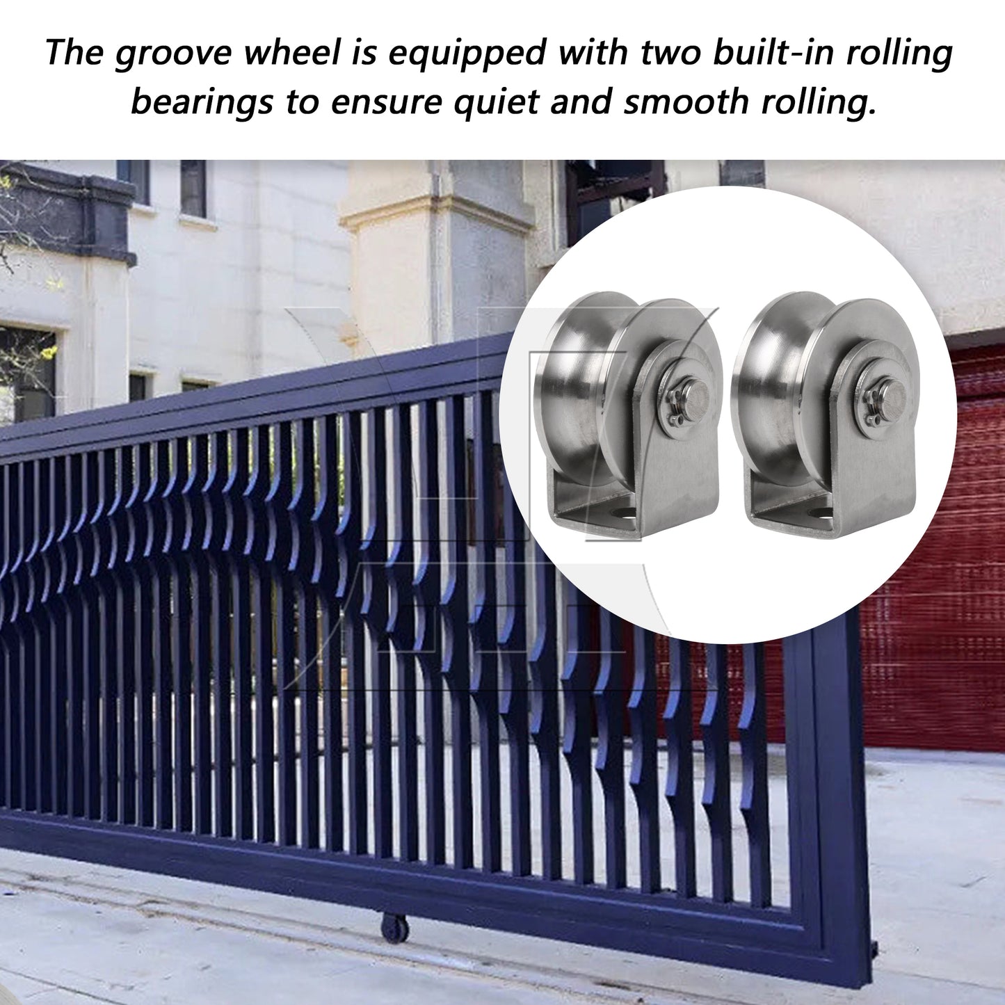 BQLZR 2 Pieces Stainless Steel Sliding Gate Roller for Inverted Tracks 1.89" 100 Lbs