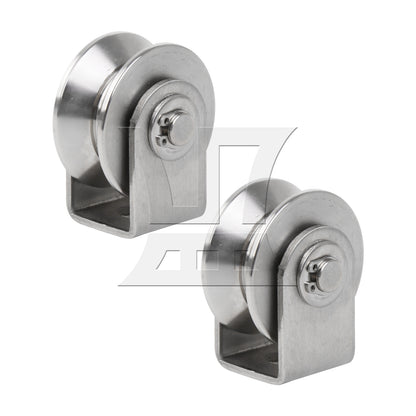 BQLZR 2 Pieces V-Shaped Bracket Wheel Roller Pulley with Bracket 1.89" 100 Lbs Load