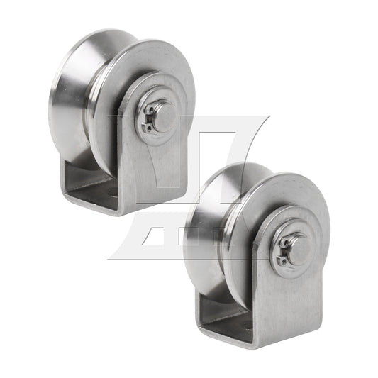 BQLZR 2 Pieces V-Shaped Bracket Wheel Roller Pulley with Bracket 1.89" 100 Lbs Load