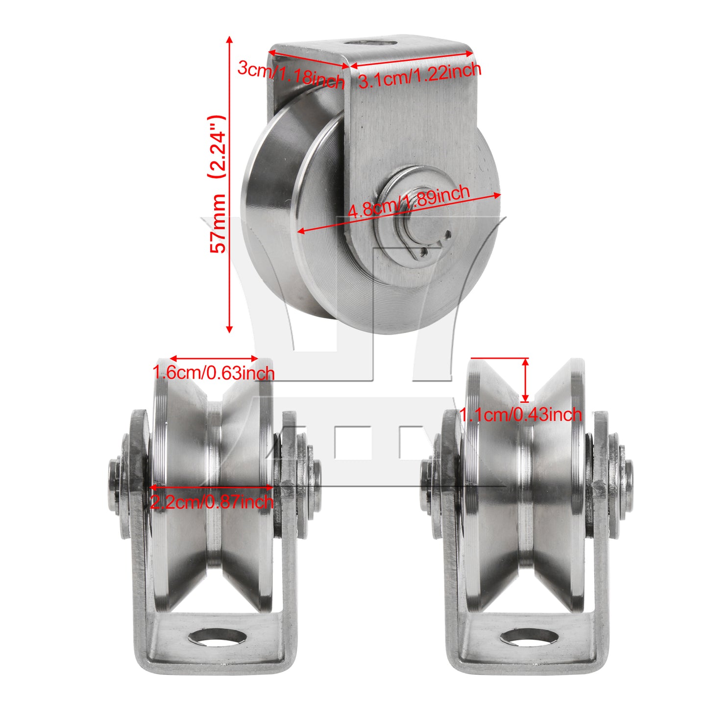 BQLZR 2 Pieces V-Shaped Bracket Wheel Roller Pulley with Bracket 1.89" 100 Lbs Load