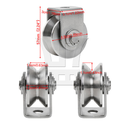 BQLZR 2 Pieces V-Shaped Bracket Wheel Roller Pulley with Bracket 1.89" 100 Lbs Load
