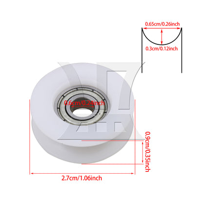 BQLZR 1pc Plastic Guide Bearing Pulley Wheel 6 x 27 x 9mm White for Doors Windows Shower Drawer Pulleys