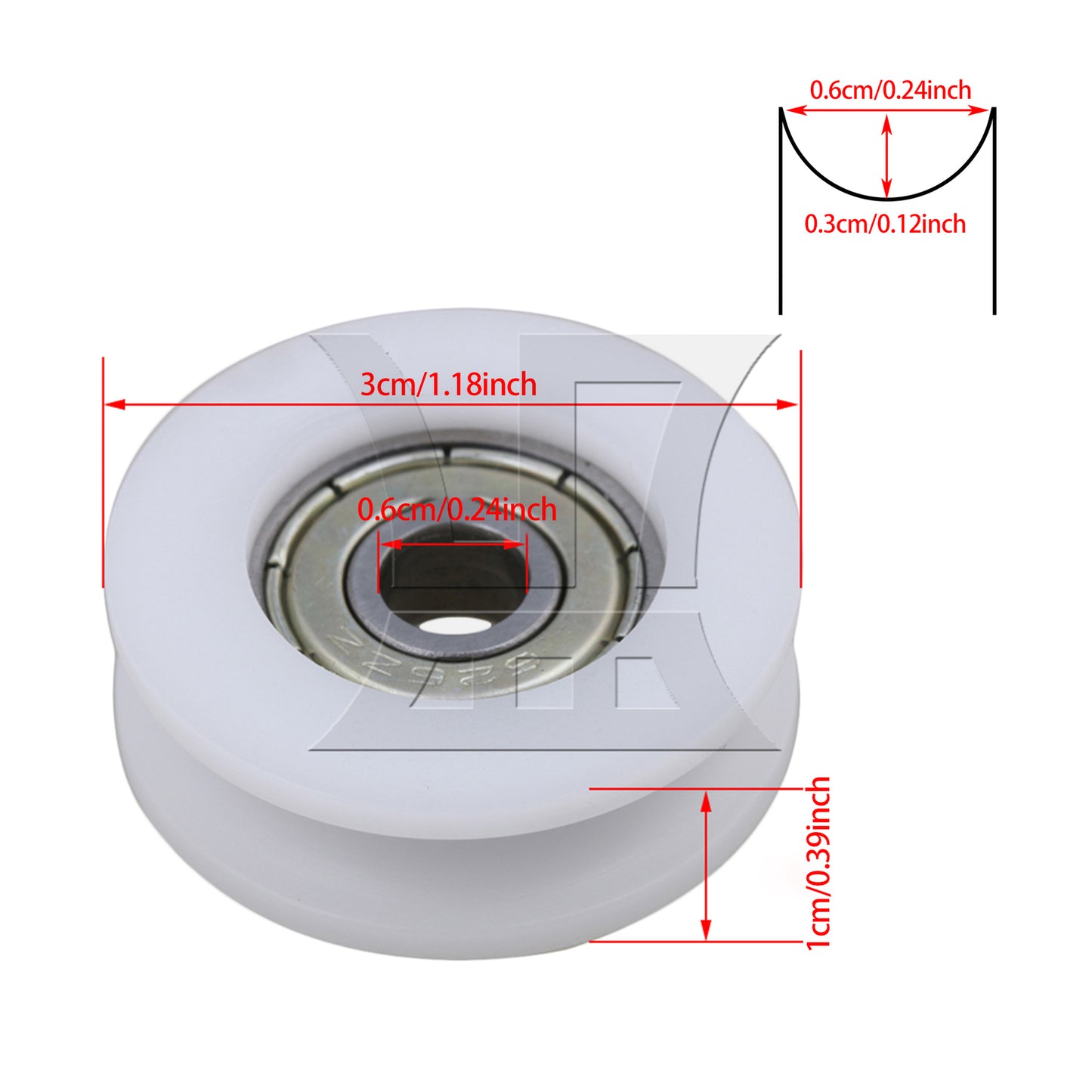 BQLZR 1pc Plastic Guide Bearing Pulley Wheel 6 x 30 x 10mm White For Doors, Windows, Shower Drawer Pulleys