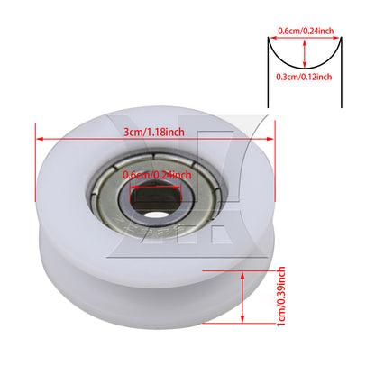 BQLZR 1pc Plastic Guide Bearing Pulley Wheel 6 x 30 x 10mm White For Doors, Windows, Shower Drawer Pulleys