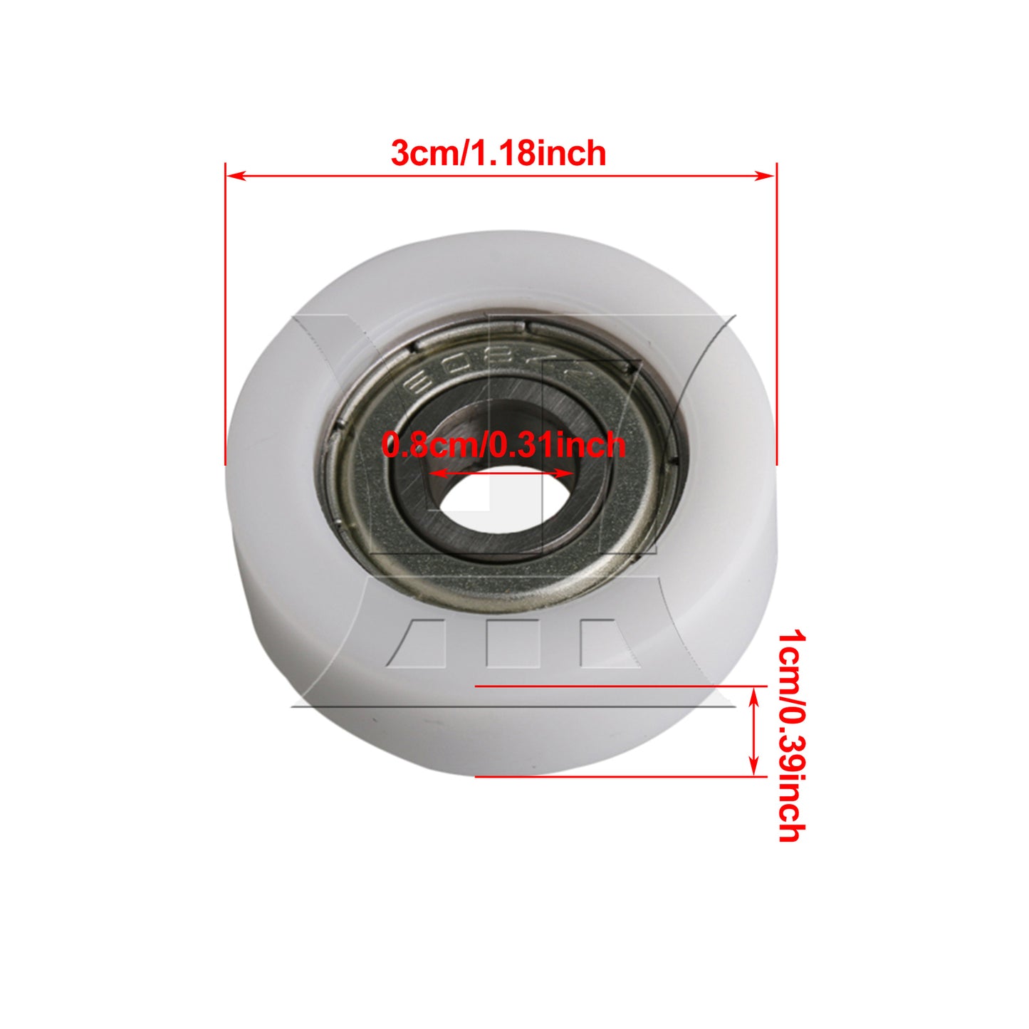 BQLZR 1pc Flat Plastic Coated Pulley 8x30x10MM White for Furniture Hardware Accessories