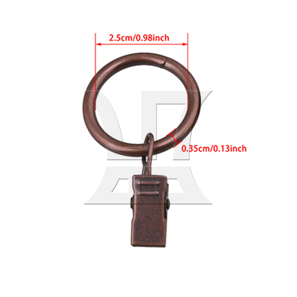BQLZR 1pc Curtain Clip Ring 3.5mm x Inner Diameter 25mm Red Bronze for Living Room Bedroom Curtains Roman Circle