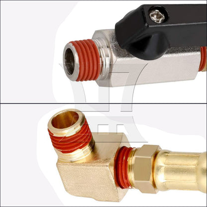 BQLZR Air Compressor Extended Tank 13.39 Inch Drain Hose 1/4" NPT Elbow Fitting Set