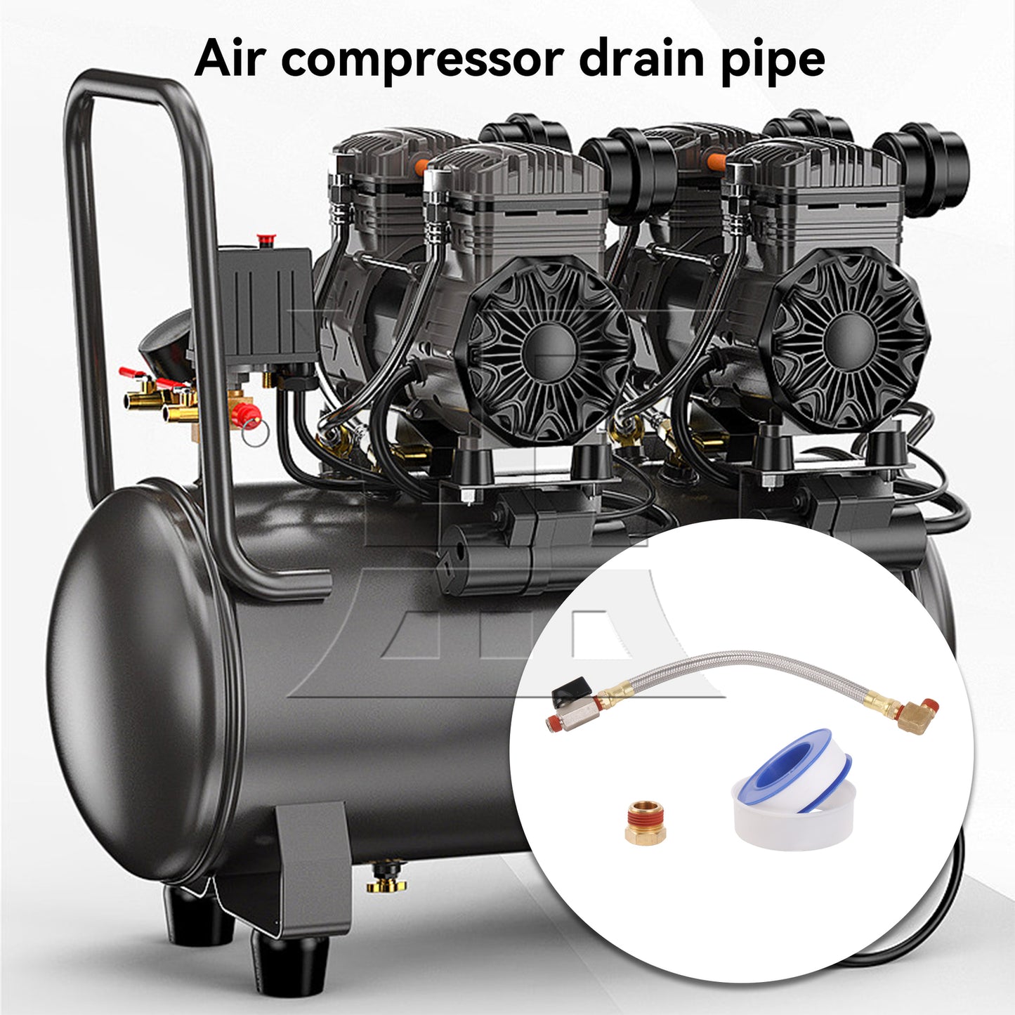 BQLZR Air Compressor Extended Tank 13.39 Inch Drain Hose 1/4" NPT Elbow Fitting Set