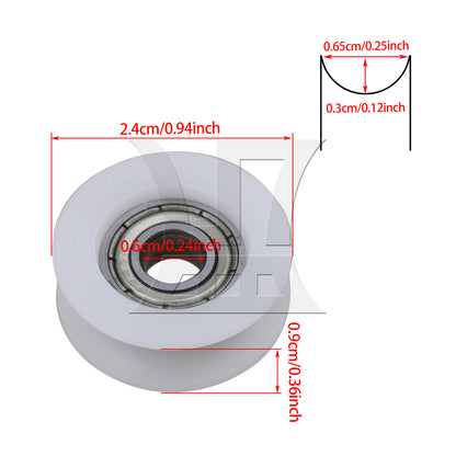 BQLZR 1pc Ball Bearing Pulley 6 x 24 x 9mm White for Cabinet Door Sliding Door Pulley