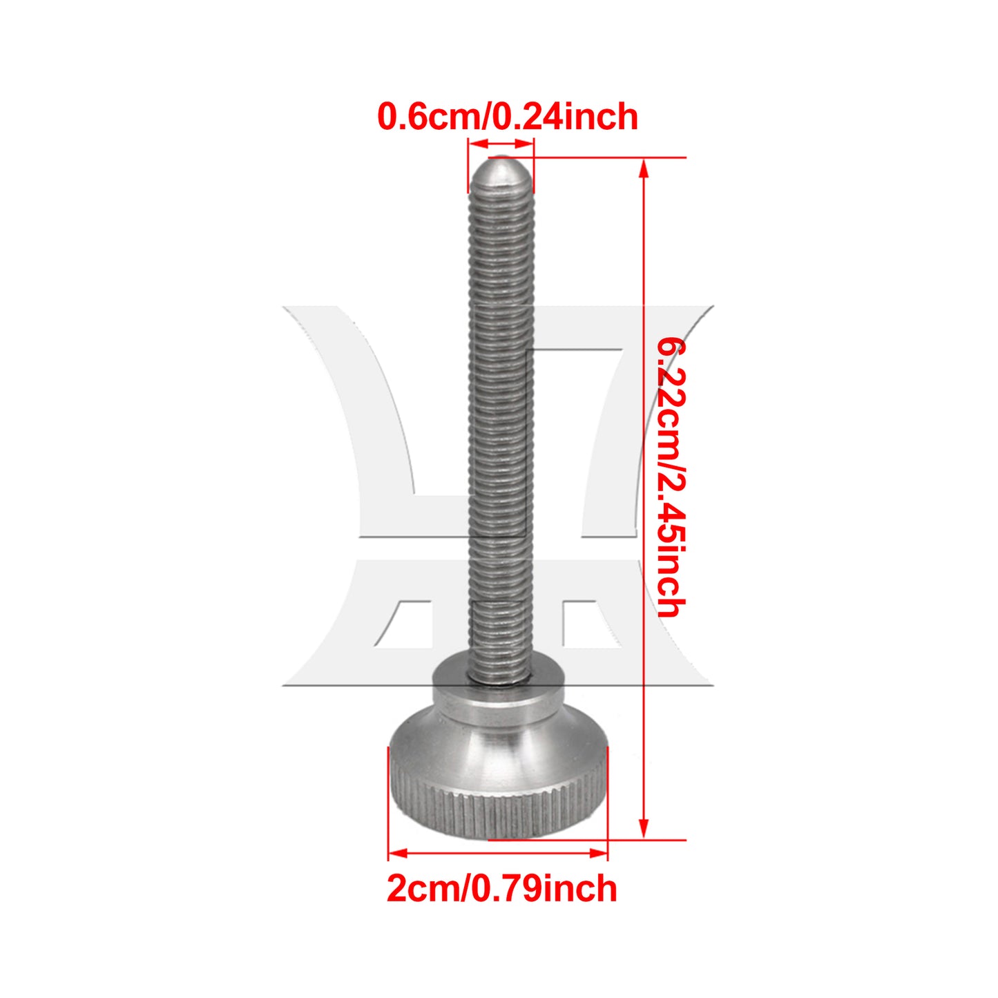 BQLZR 1pc 304 Stainless Steel Knurled Thumb Screw M6 x 50mm Single-Head Flat-Head Hand-Tightened Screws