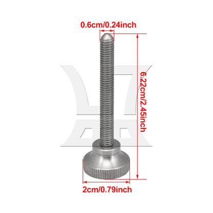 BQLZR 1pc 304 Stainless Steel Knurled Thumb Screw M6 x 50mm Single-Head Flat-Head Hand-Tightened Screws