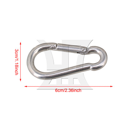 BQLZR 1pc 304 Stainless Steel Spring Loaded Gate Snap Ring M6 x 60mm Spring Buckle Hardware Accessories