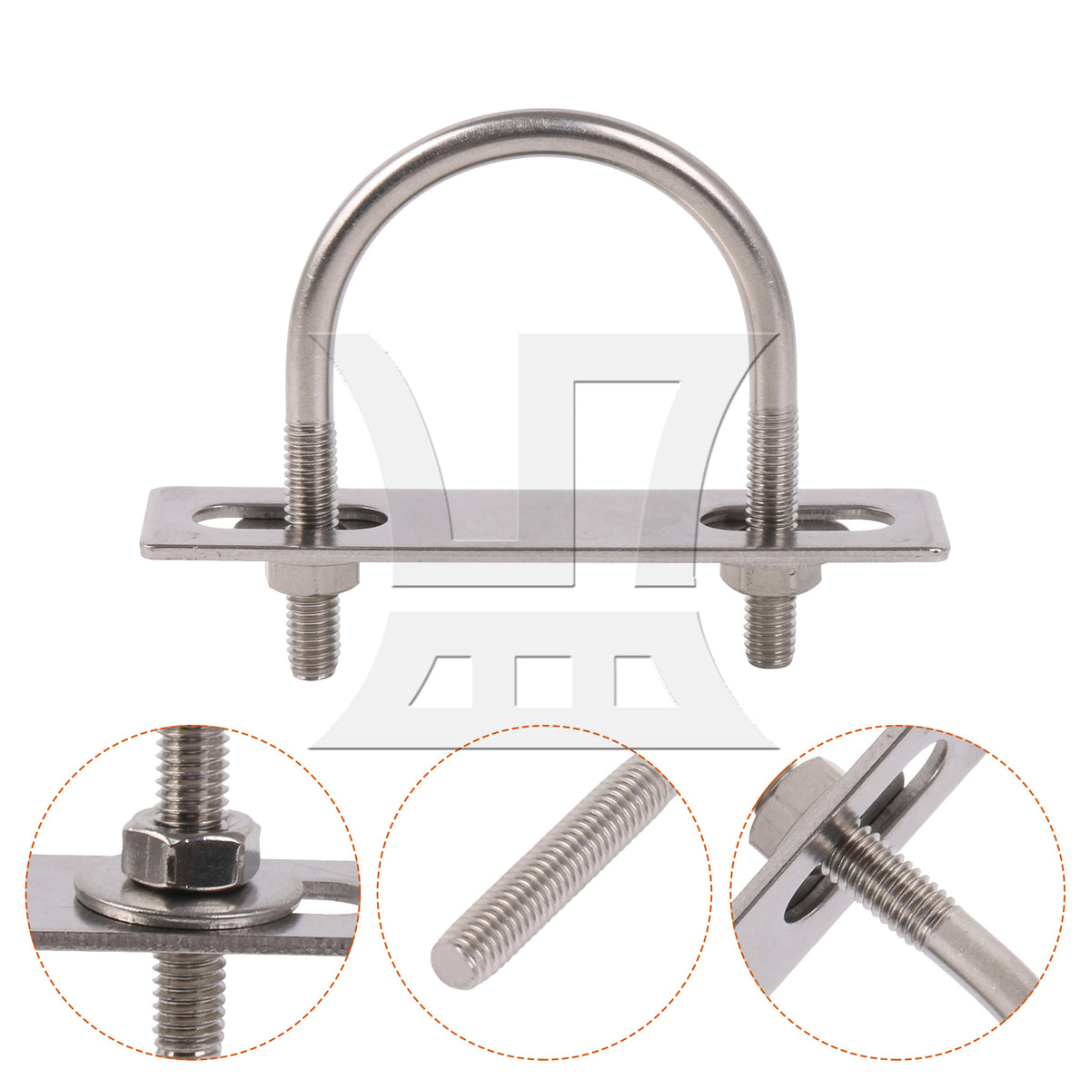 BQLZR Stainless Steel Boat Trailer U-Bolt Nut Set for Industrial Supplies M6x42mm