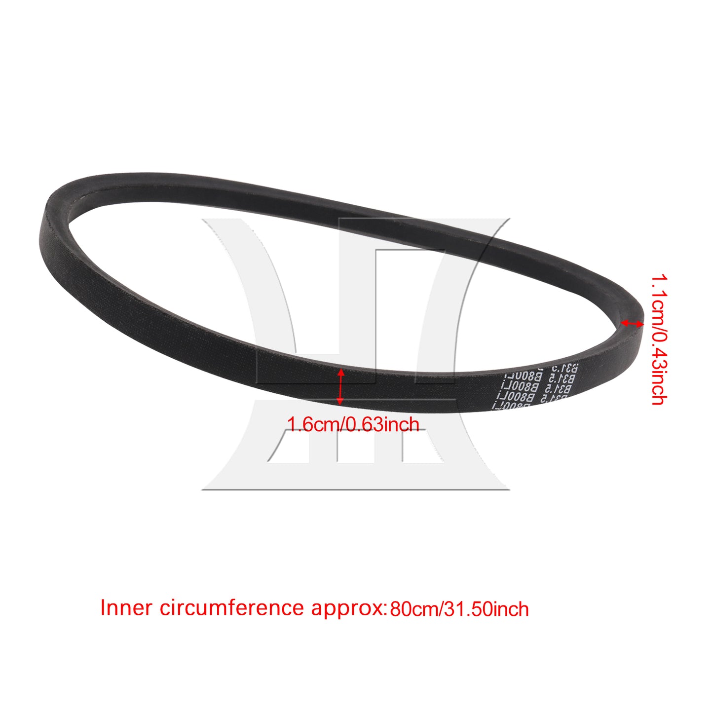 BQLZR B800 Drive Belt 31.50" Inner Circumference 0.63 Inch Width Replace Belts Black