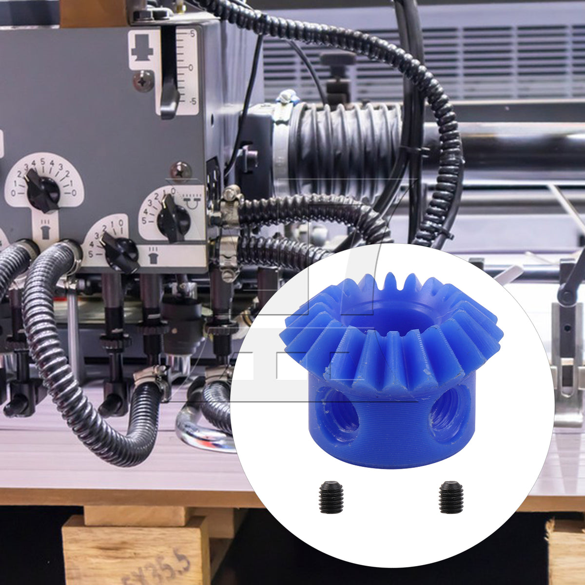 BQLZR Bevel Gear Bevel Gear 1M 20T 1:1 Blue Nylon with M8 Fixing Hole & Screws Set