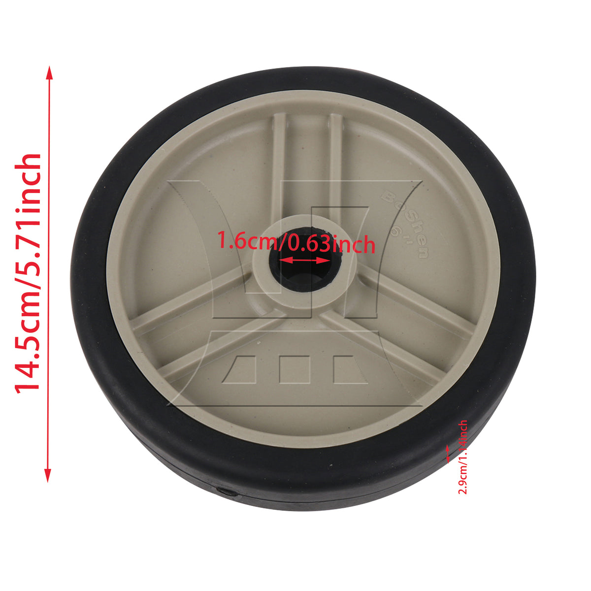 BQLZR 1PC 6 Inch Air Compressor Wheels Casters 16mm Hole Diameter Gray Long Lasting Performance