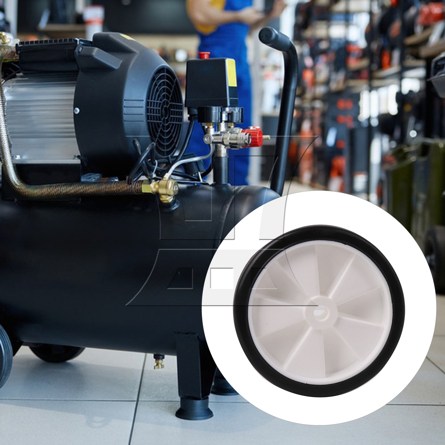 BQLZR 1pc 6 Inch Air Compressor Rubber Wheel White with 13mm Dia Hole Long-lasting Performance