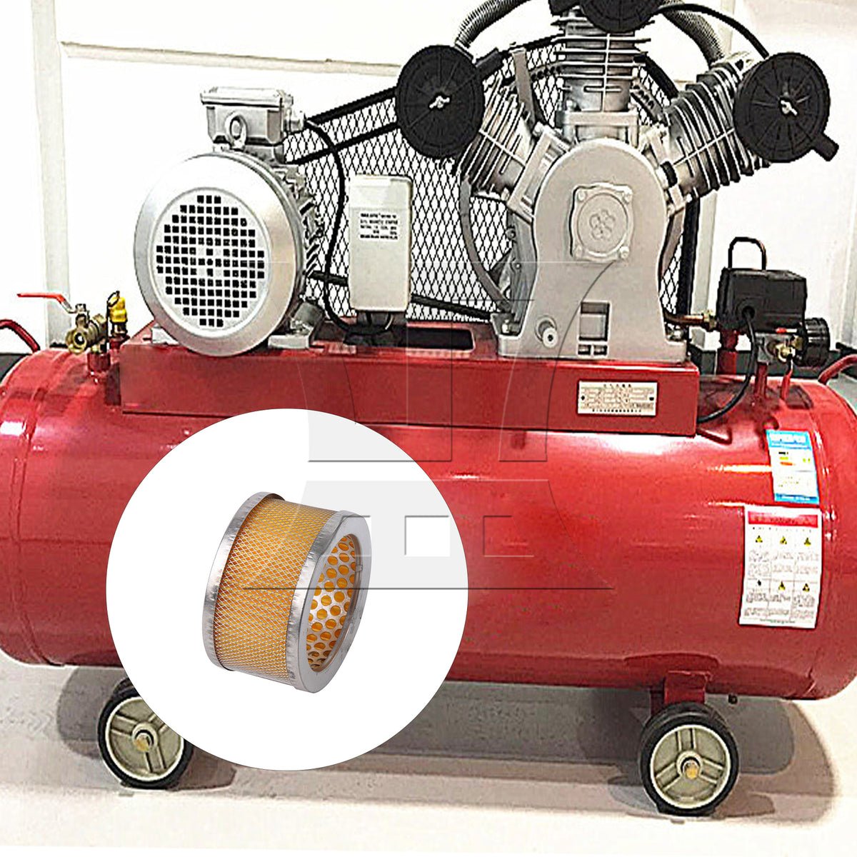 BQLZR 1pc Oil-free Air Compressor Dual Mesh Filter Element 95x70x52mm Yellow for Blower