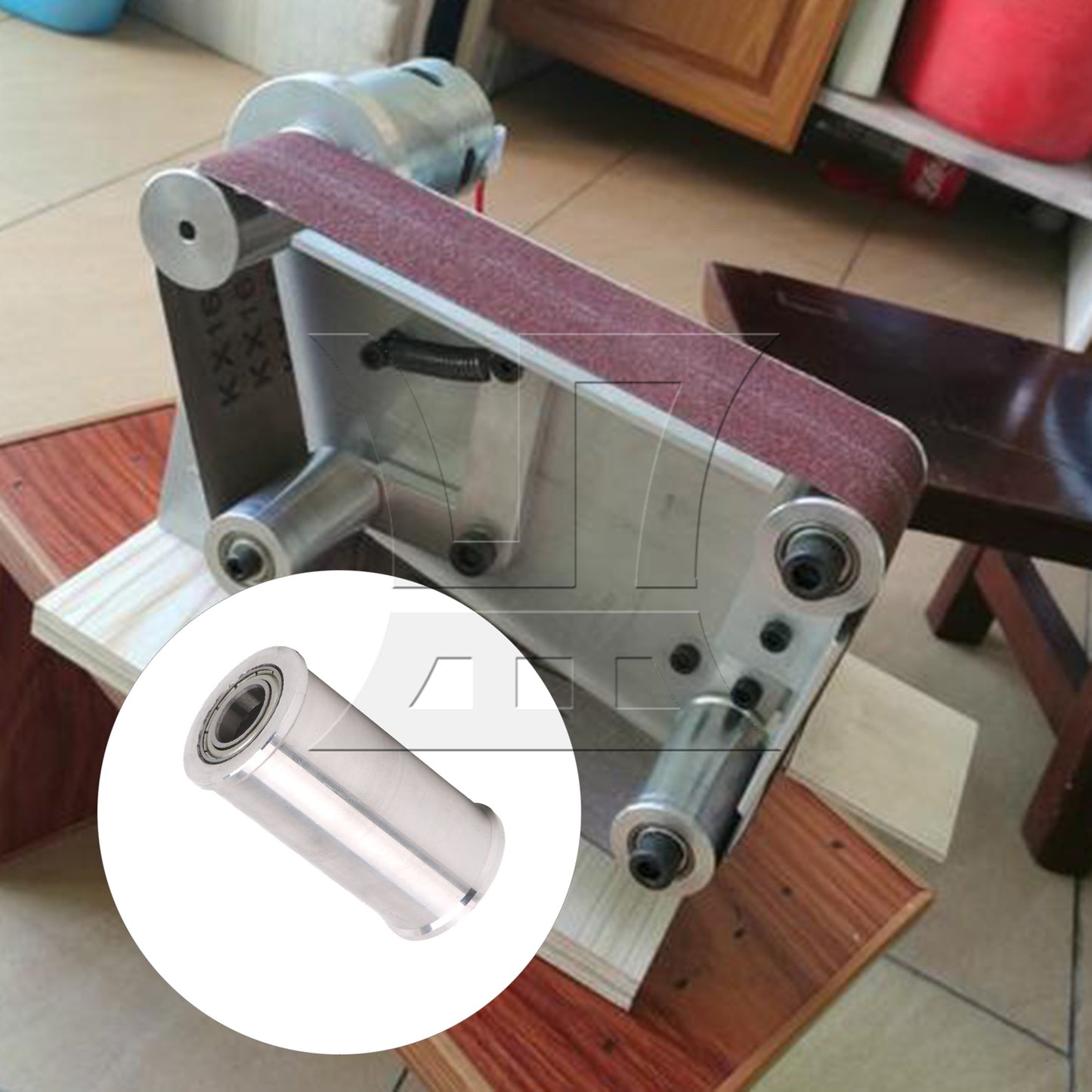 BQLZR 1PC Aluminum Belt Grinder Wheel Double Bearing Drive Wheel for Tool Polishing 56x28x12mm