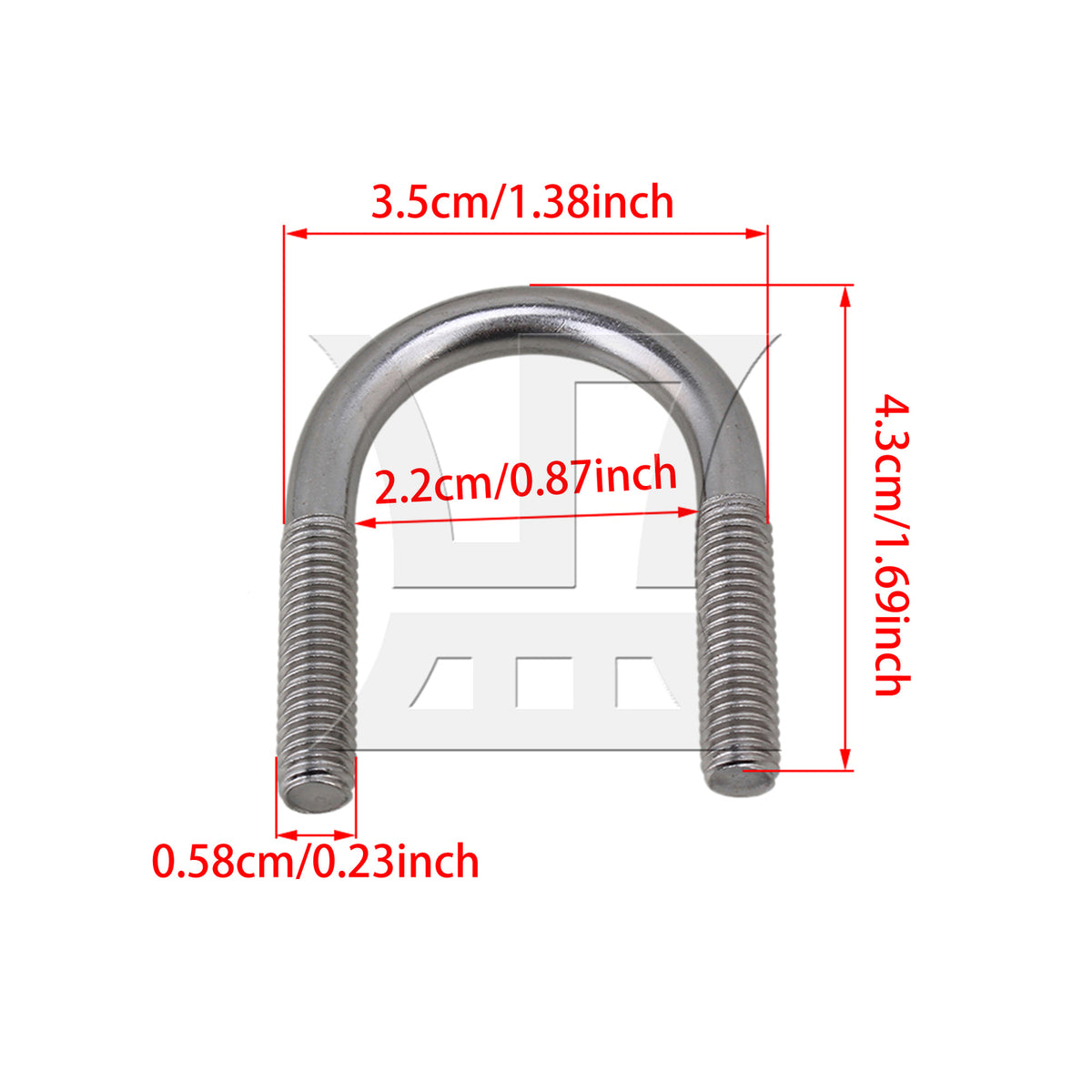 BQLZR 1pc 304 Stainless Steel U-bolt M6x22mm U-shaped Pipe Clamp