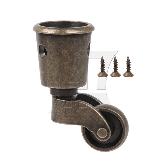 BQLZR 1PC Antique Brass Round Cup Caster 25mm Wheel for Furniture Feet 32.5 Outter Width 25mm Inner Width