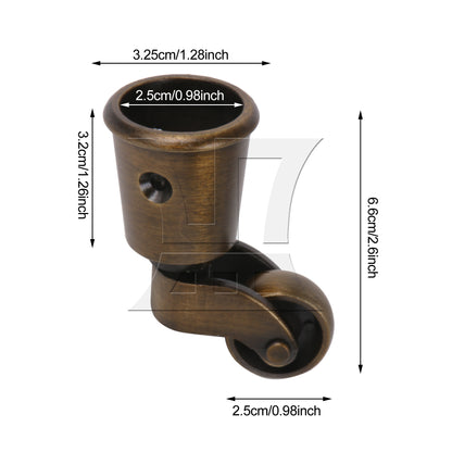 BQLZR Vintage Rotating Cup Furniture Casters, 32.5mm, Suitable For Furniture
