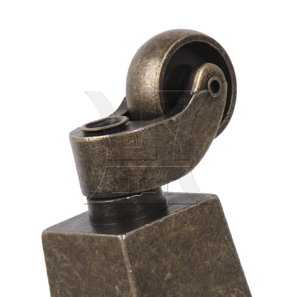 BQLZR 1PC Antique Brass Square Cup Caster 25mm Wheel for Furniture Feet 34.5 Outter Width 27mm Inner Width