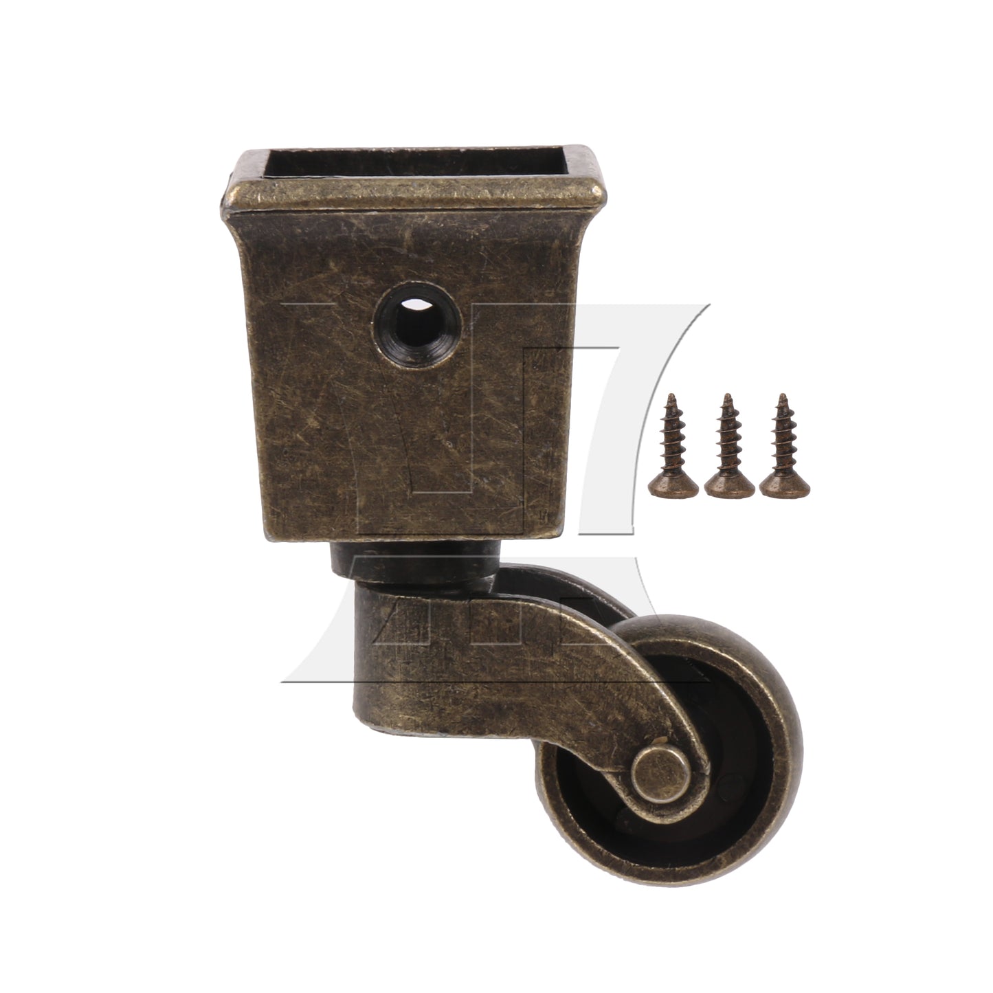 BQLZR 1PC Antique Brass Square Cup Caster 25mm Wheel for Furniture Feet 34.5 Outter Width 27mm Inner Width