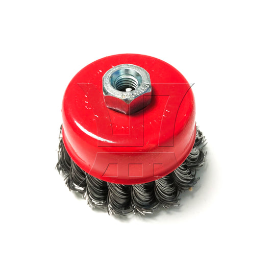 BQLZR 1pc Knotted Wire Cup Brush 3inch M10x1.5 for Furniture Polishing Furniture Polishing