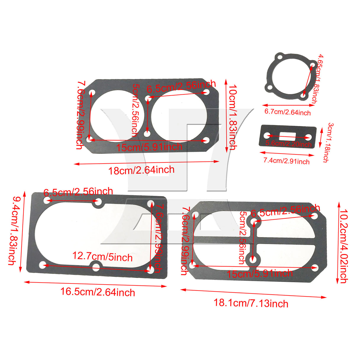 BQLZR 1 Set(5-In-1) Air Compressor Valve Plate Pad 2070 Black for Air Compressor Leaf Pads Sealing Pads