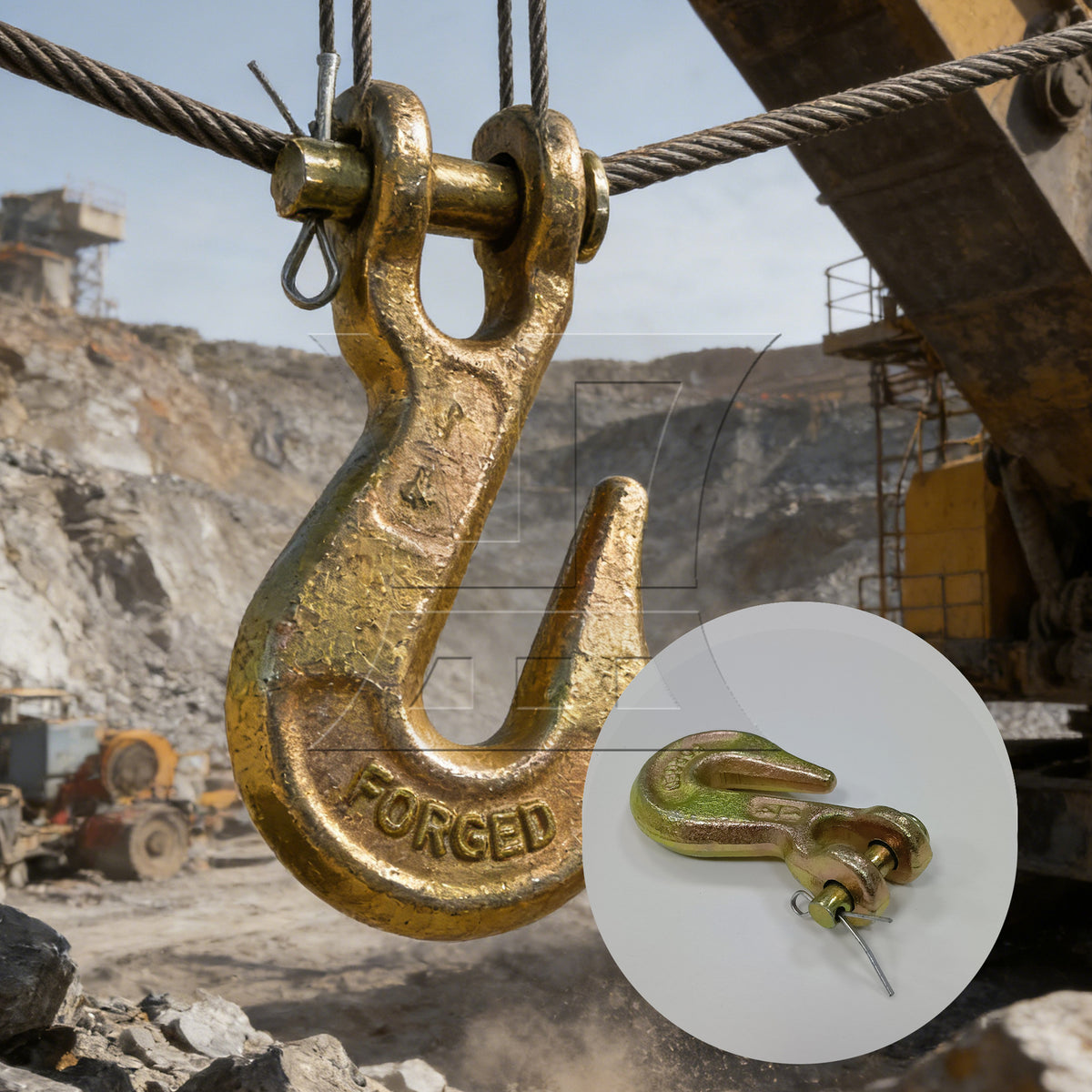 BQLZR 1pc 1/4 inch Grab Hook Gold for Engineering Lifting Machinery