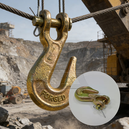 BQLZR 1pc 1/4 inch Grab Hook Gold for Engineering Lifting Machinery