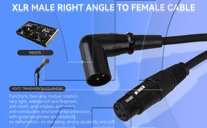 BQLZR Heavy Duty XLR Male Elbow to Female Cable Shielded Audio Microphone Cord 1.5M