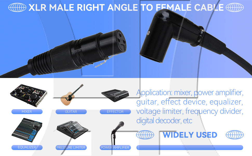BQLZR Heavy Duty XLR Male Elbow to Female Cable Shielded Audio Microphone Cord 1.5M
