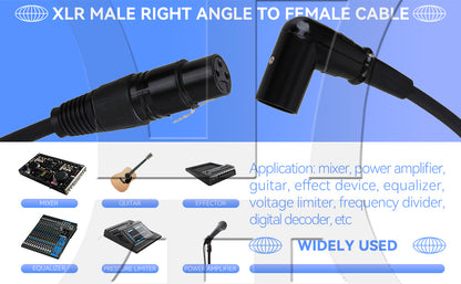 BQLZR Heavy Duty XLR Male Elbow to Female Cable Shielded Audio Microphone Cord 1.5M