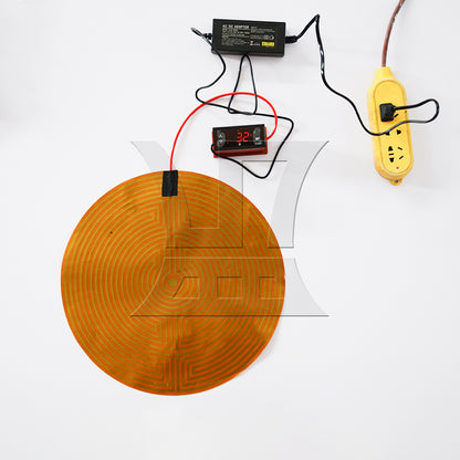 BQLZR 12V 13W Flexible Plastic Heater Plate Adhesive PI Heating Pad 70mm Dia