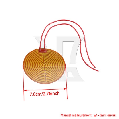 BQLZR 12V 13W Flexible Plastic Heater Plate Adhesive PI Heating Pad 70mm Dia