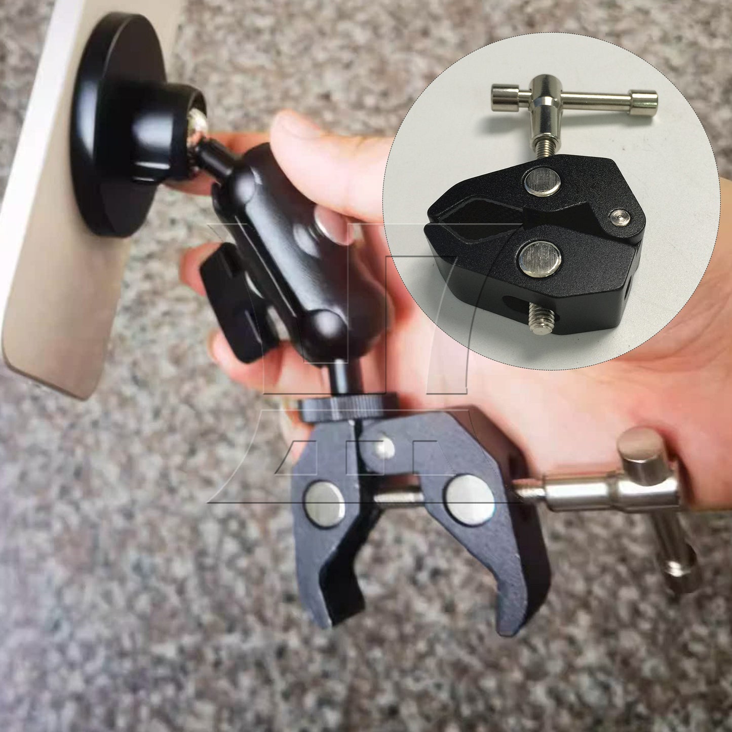 BQLZR 2 Pieces Multi-Function Clamp with 1/4 Inch 3/8 Inch Thread for Photography