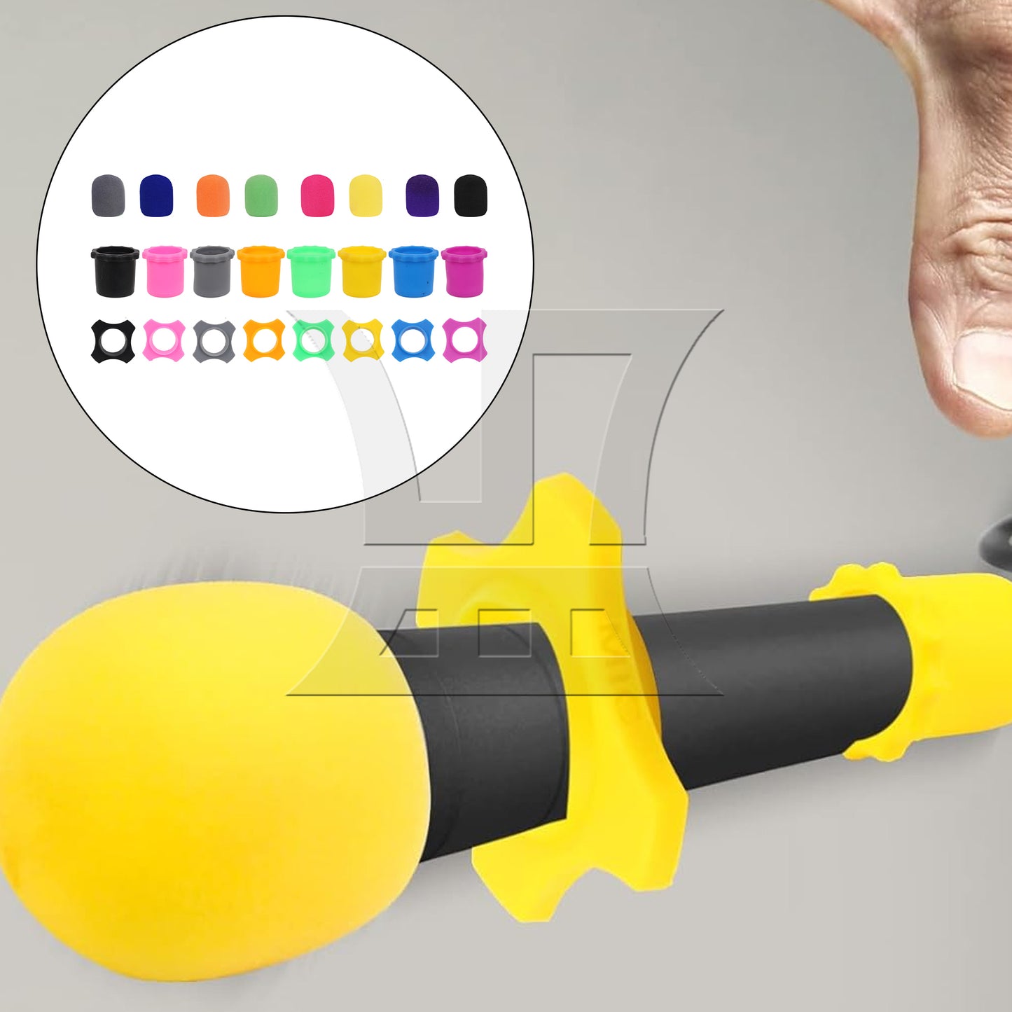 BQLZR 24pcs Microphone Foam Cover Anti-slip Silicone Ring Blue Black Orange Grey Pink Green Purple Yellow for KTV Handheld Mic