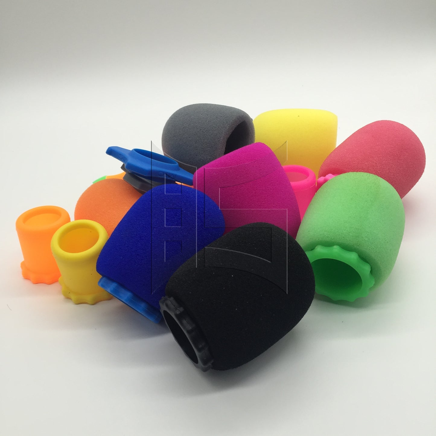 BQLZR 24pcs Microphone Foam Cover Anti-slip Silicone Ring Blue Black Orange Grey Pink Green Purple Yellow for KTV Handheld Mic