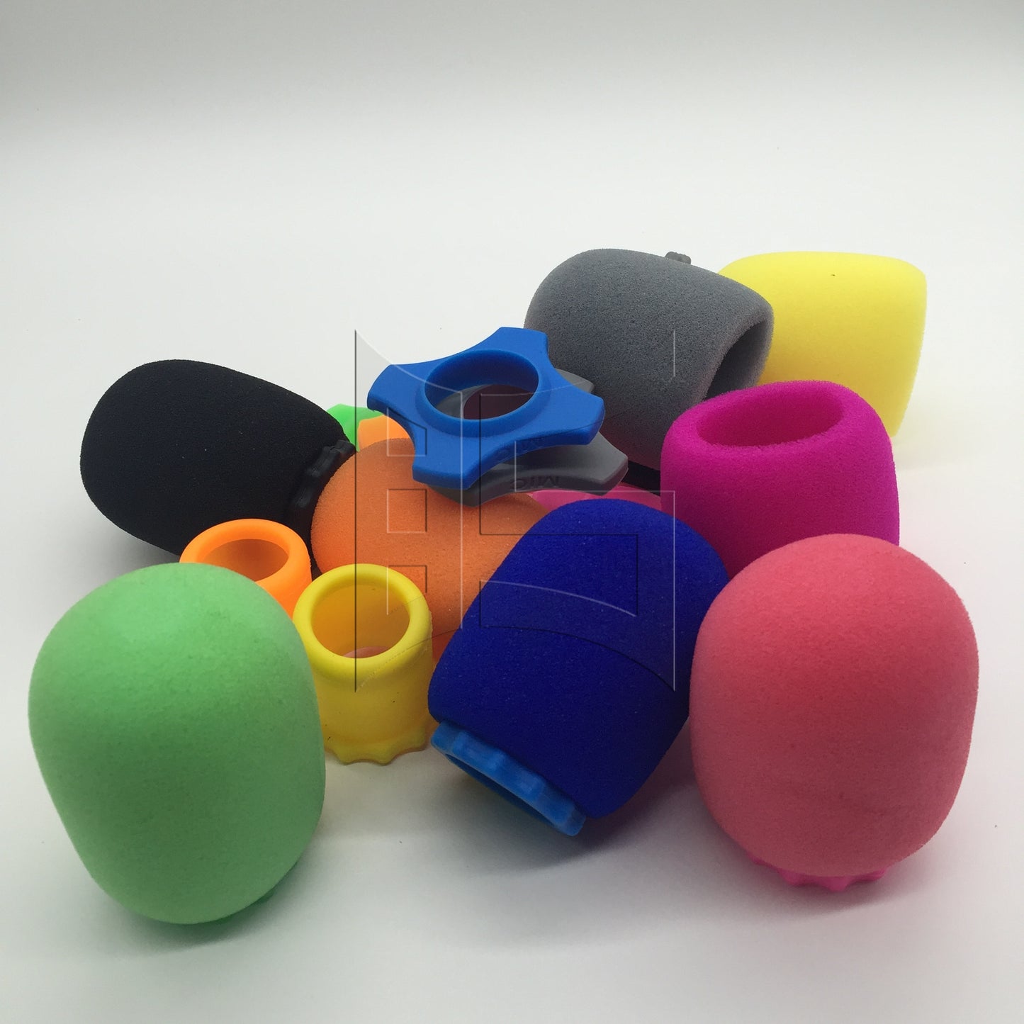 BQLZR 24pcs Microphone Foam Cover Anti-slip Silicone Ring Blue Black Orange Grey Pink Green Purple Yellow for KTV Handheld Mic