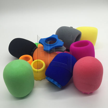 BQLZR 24pcs Microphone Foam Cover Anti-slip Silicone Ring Blue Black Orange Grey Pink Green Purple Yellow for KTV Handheld Mic