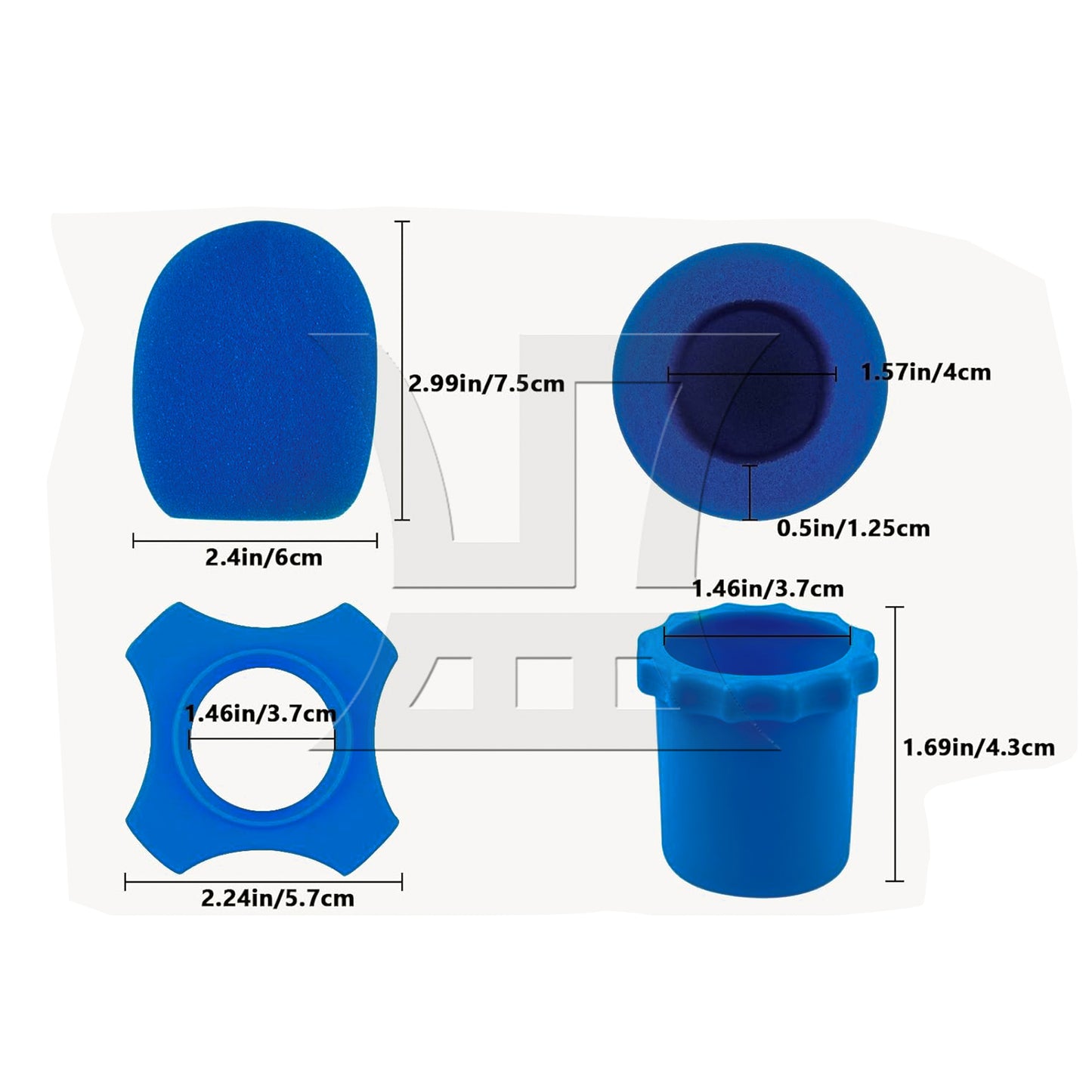 BQLZR 24pcs Microphone Foam Cover Anti-slip Silicone Ring Blue Black Orange Grey Pink Green Purple Yellow for KTV Handheld Mic